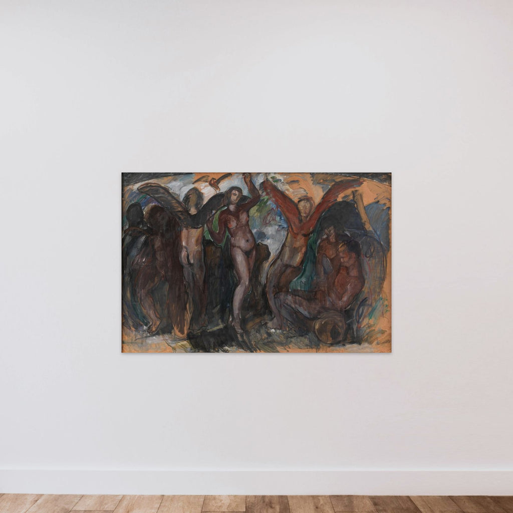 Figurkomposition med bakkanter unframed — shown to scale