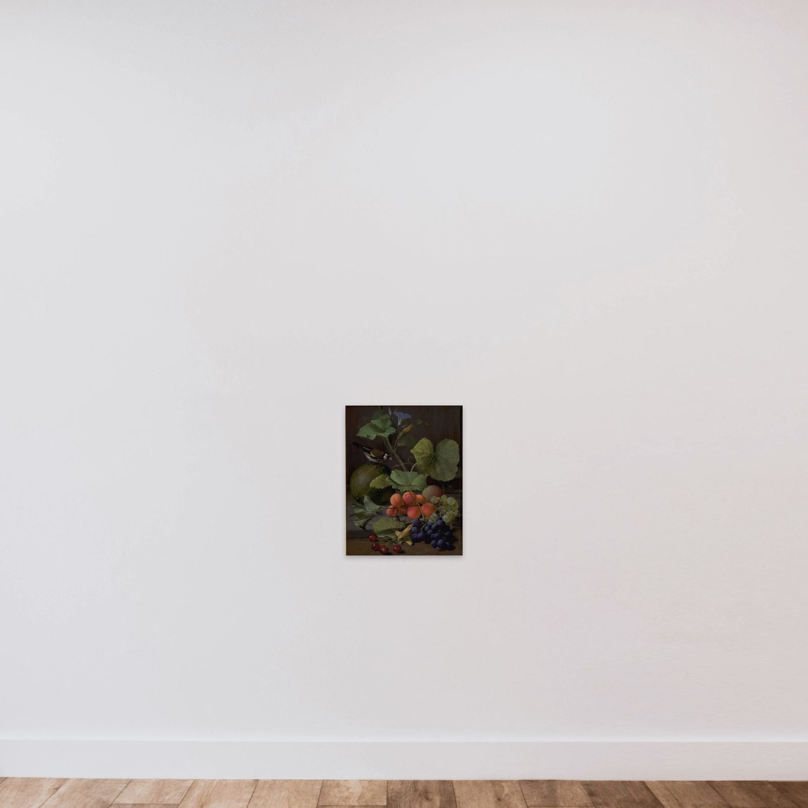 Frugtstykke med en stillids unframed — shown to scale