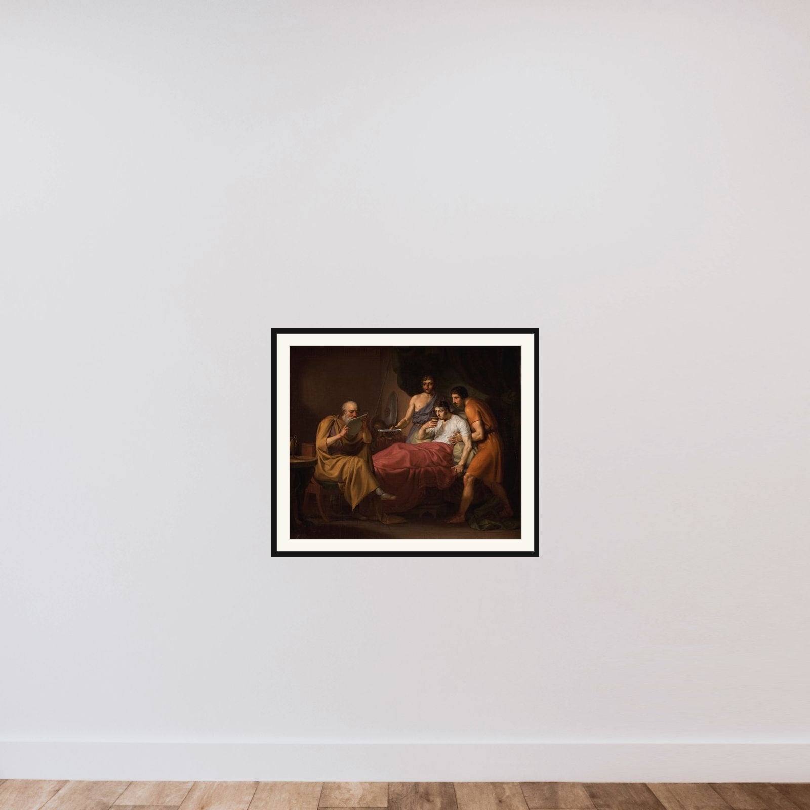 Alexander den Store på sygelejet framed — shown to scale