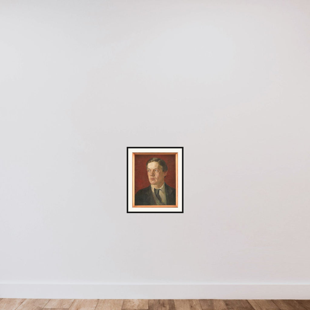 Portræt af den svenske maler Gustaf Wolmar framed — shown to scale