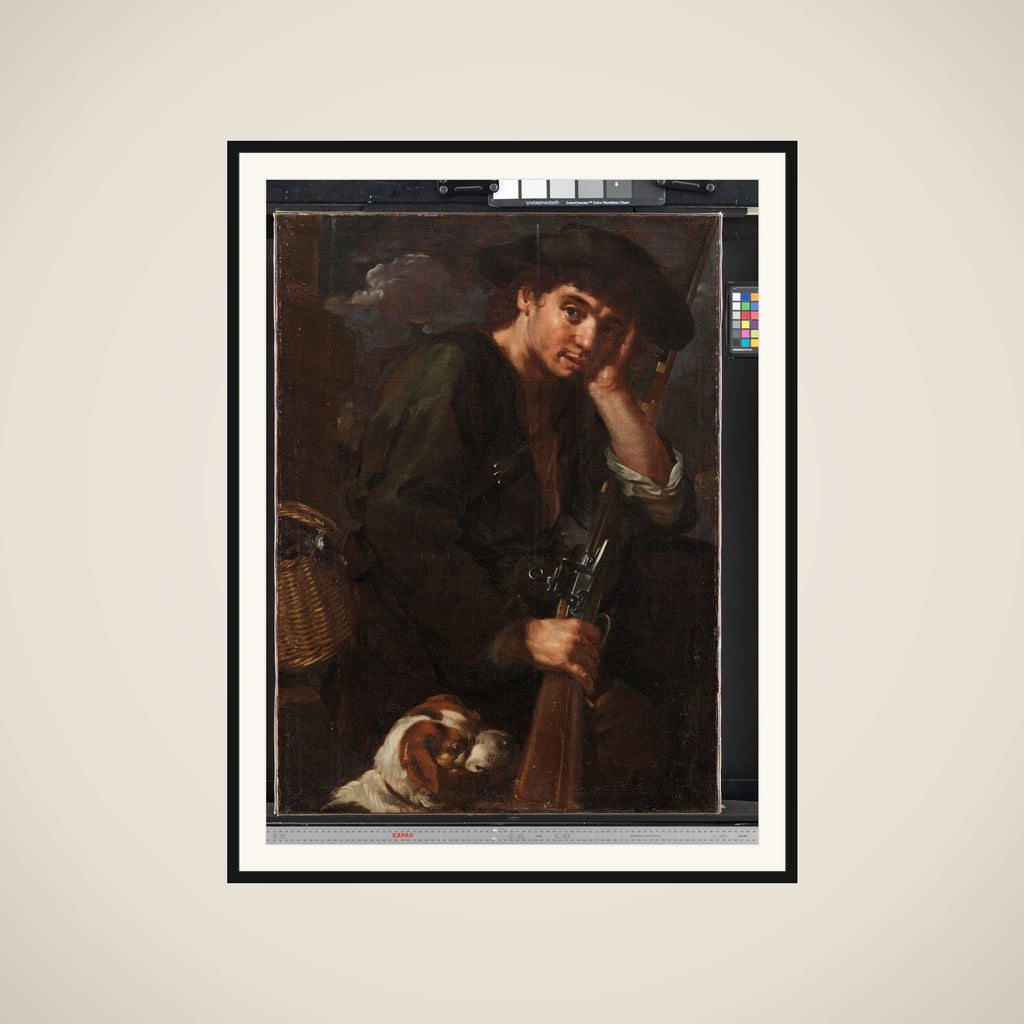 Jæger med bøsse og hund. ( Allegori på "Luften") framed