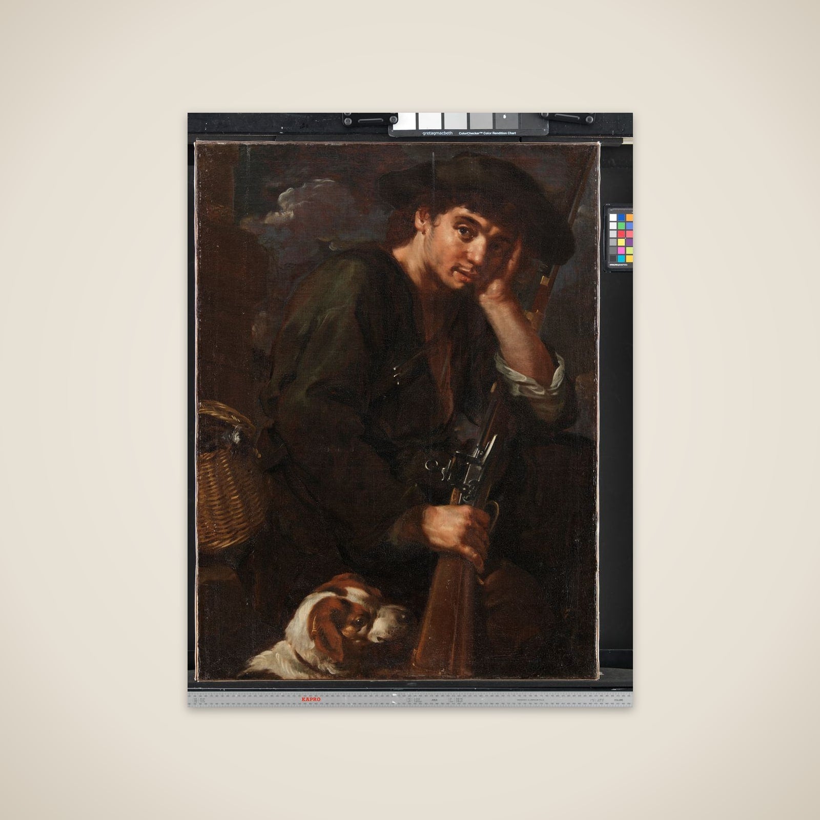 Jæger med bøsse og hund. ( Allegori på "Luften") unframed print