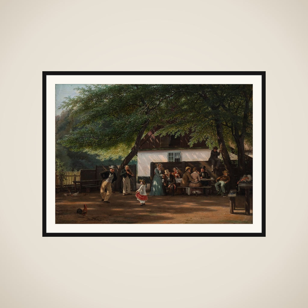 Et kaffeselskab ved et skovløberhus framed