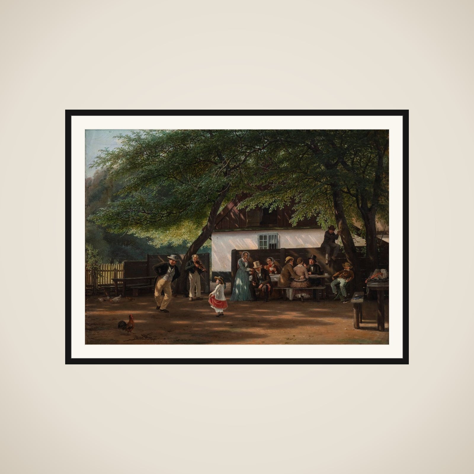 Et kaffeselskab ved et skovløberhus framed