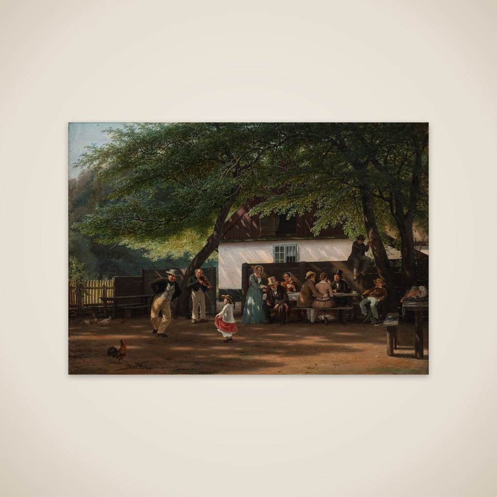Et kaffeselskab ved et skovløberhus unframed print