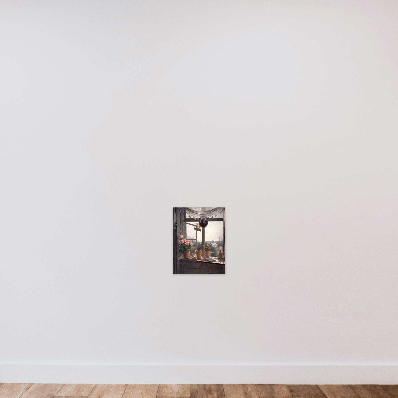 Udsigt fra kunstnerens vindue unframed — shown to scale