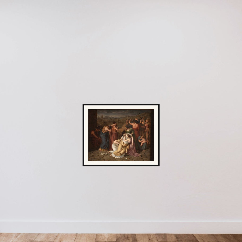 Andromache i afmagt ved synet af Hektors lig framed — shown to scale