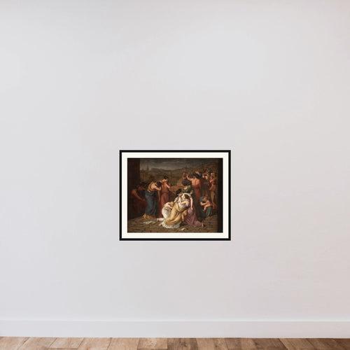 Andromache i afmagt ved synet af Hektors lig framed — shown to scale