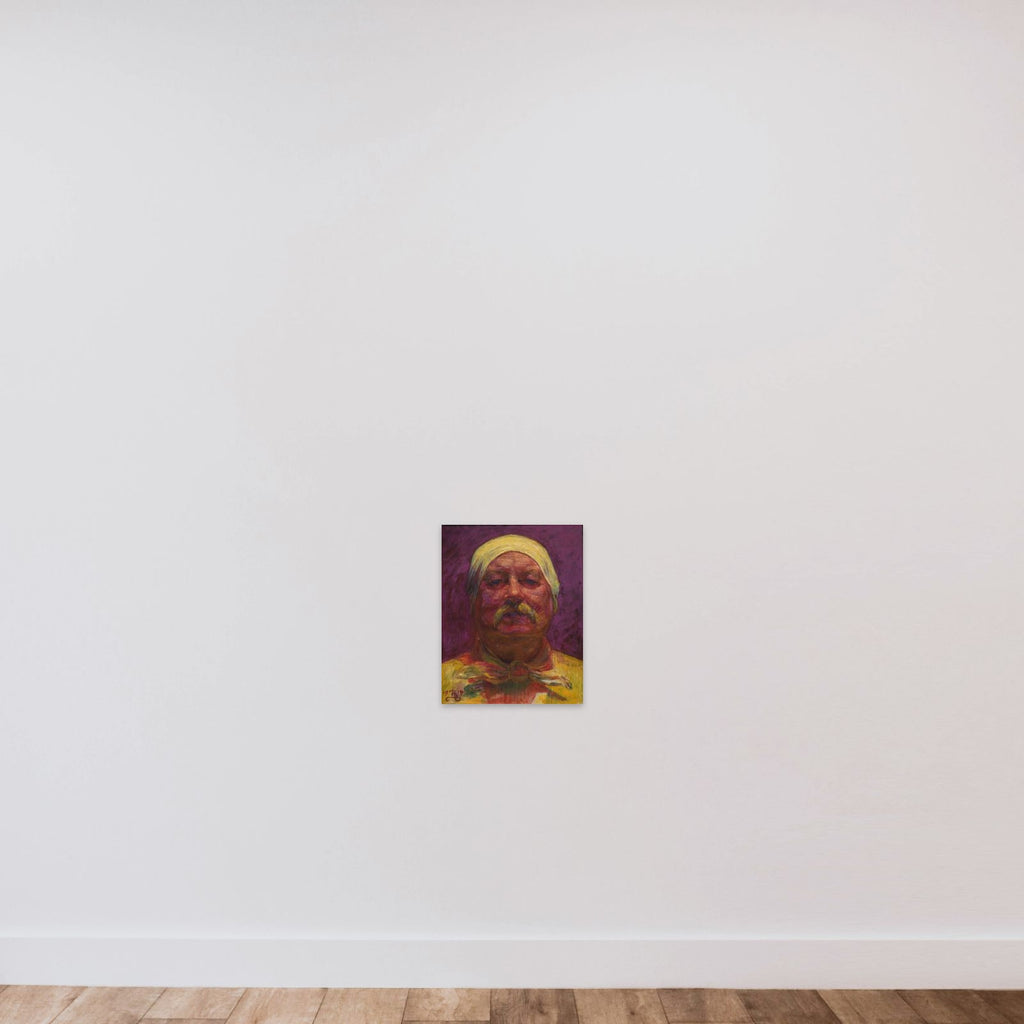 Selvportræt en face. Lampelys unframed — shown to scale
