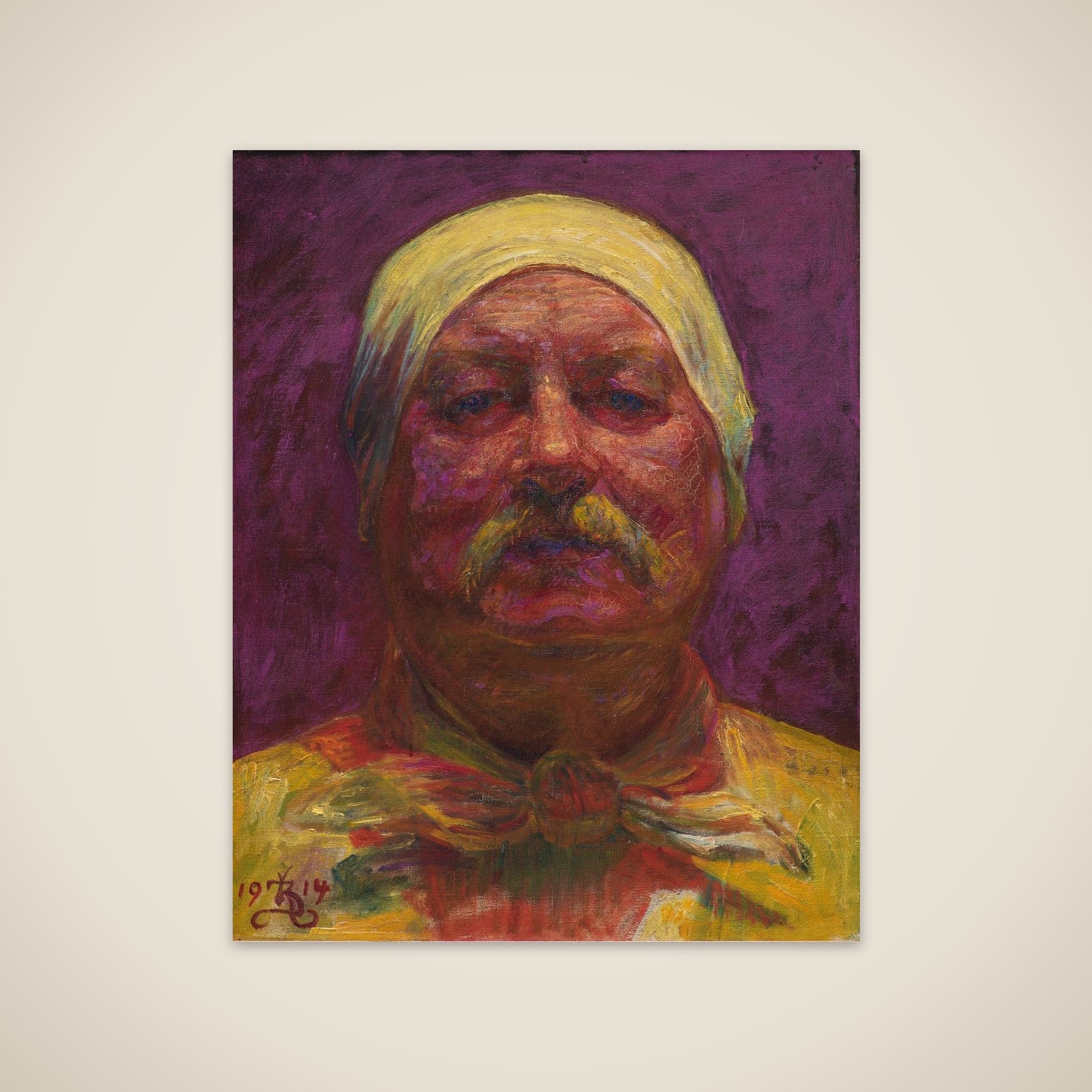 Selvportræt en face. Lampelys unframed print