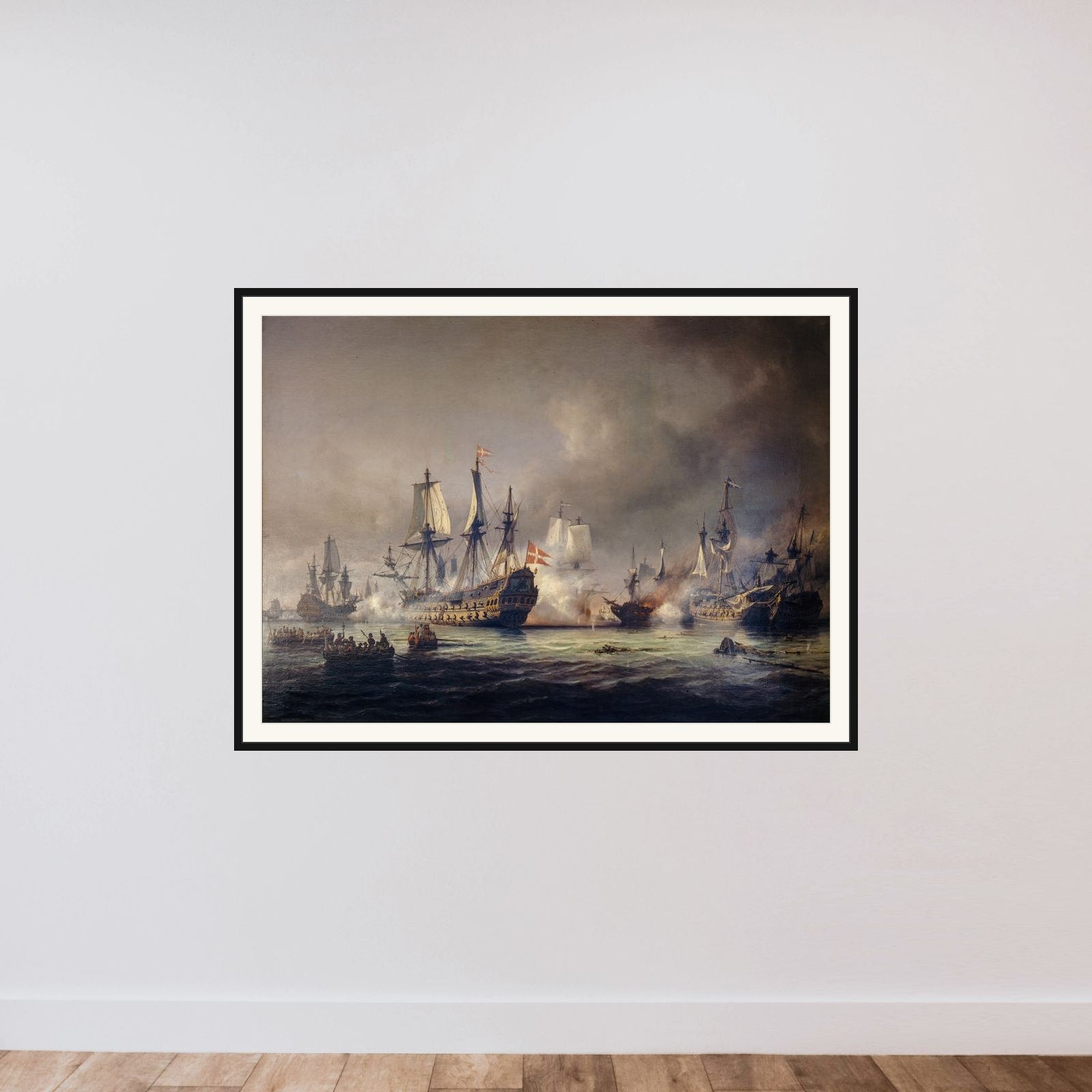 En episode af søslaget i Køge Bugt 1677 framed — shown to scale