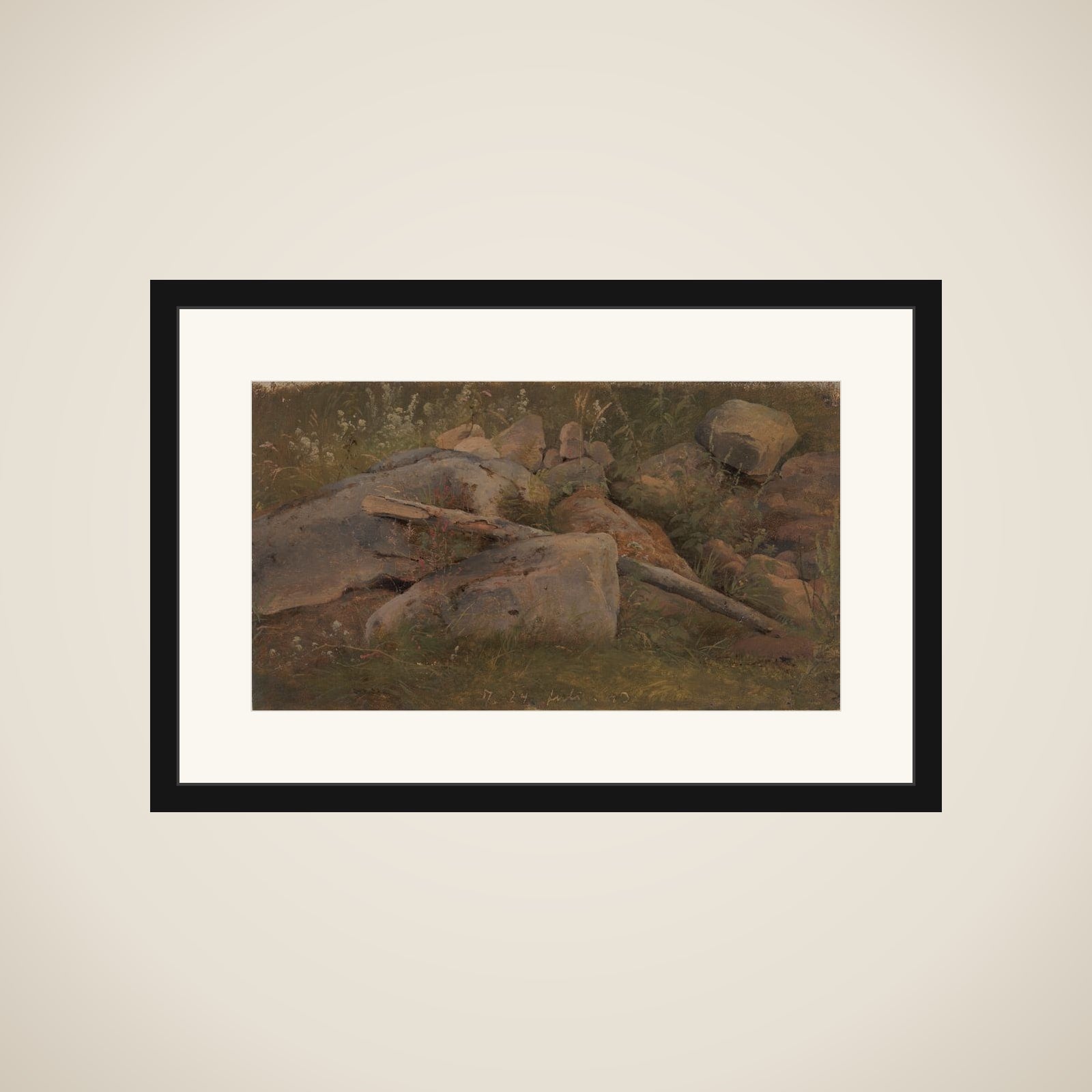 Studie af en bunke sten framed