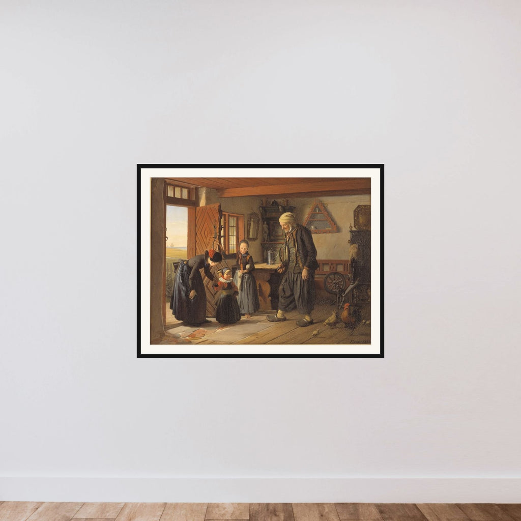 Besøget hos bedstefader framed — shown to scale