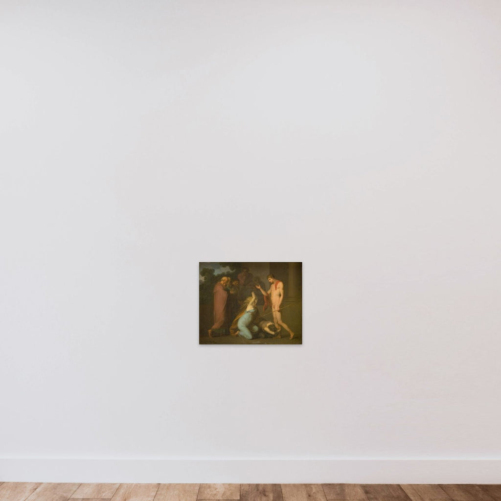 Theseus bønfaldes af Ismene og Antigone unframed — shown to scale