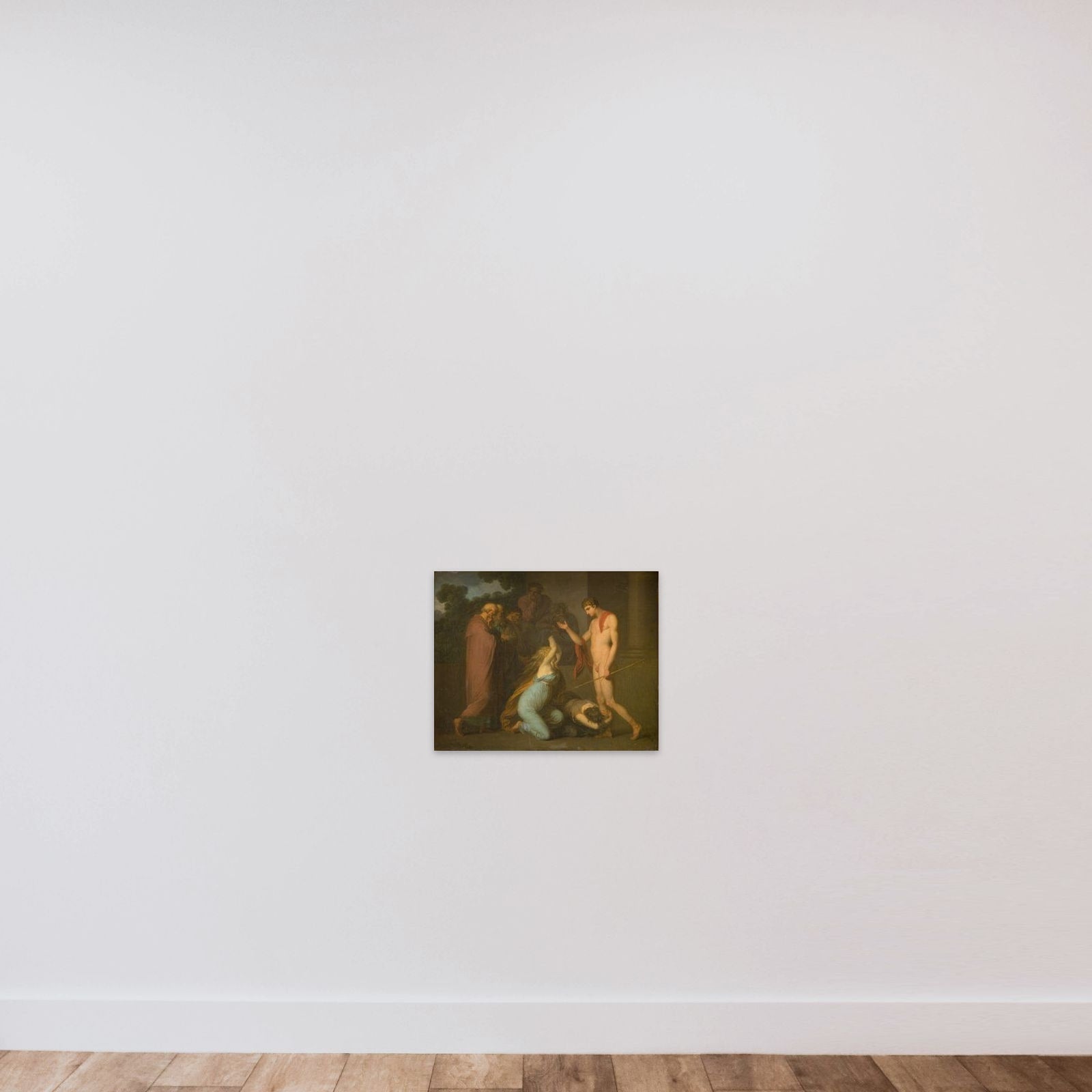 Theseus bønfaldes af Ismene og Antigone unframed — shown to scale
