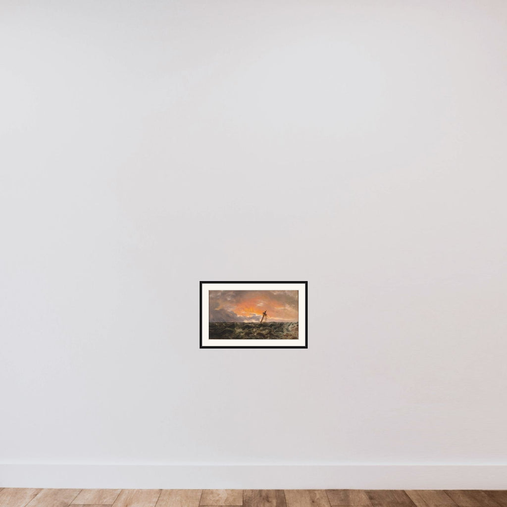 Søstykke med et vrag framed — shown to scale