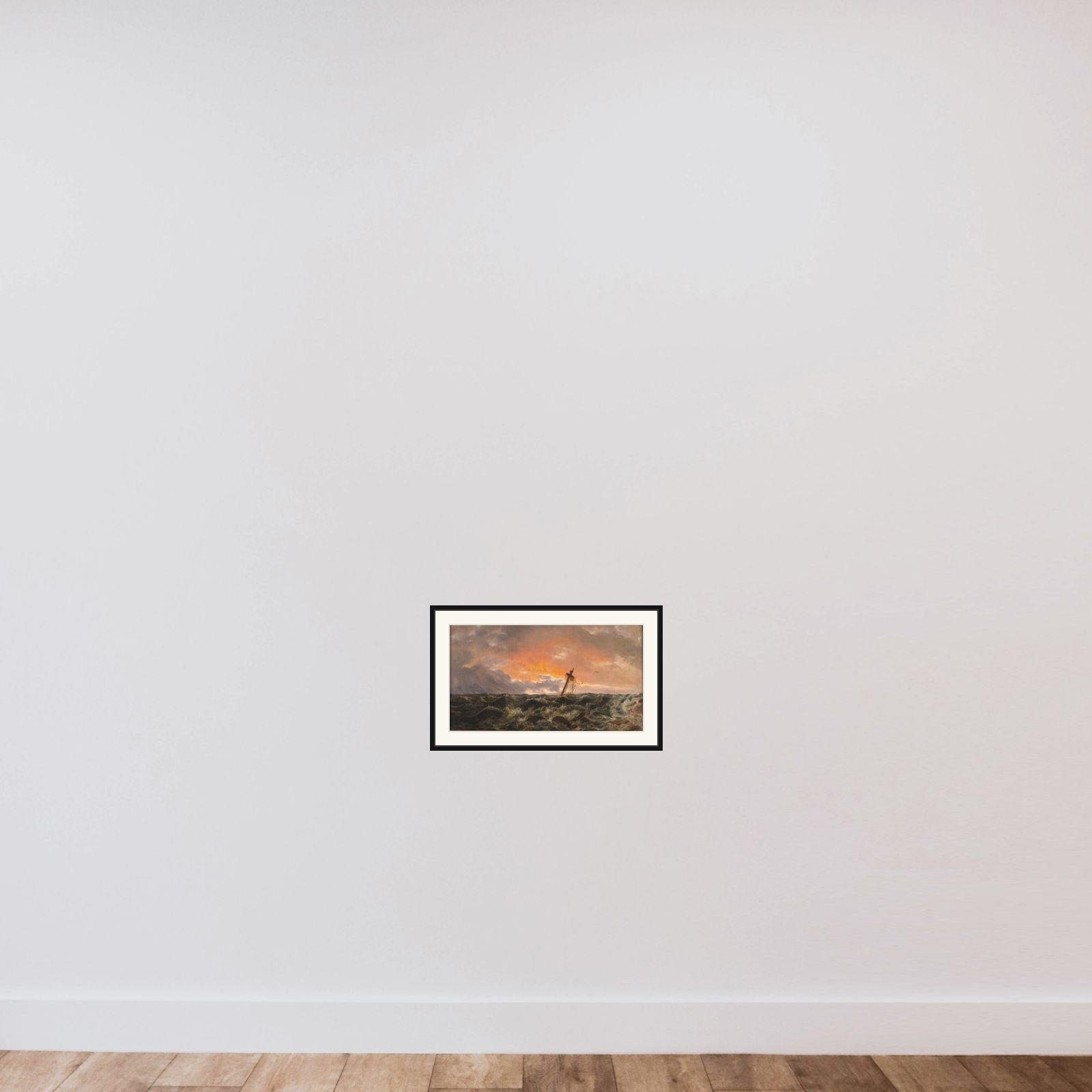 Søstykke med et vrag framed — shown to scale