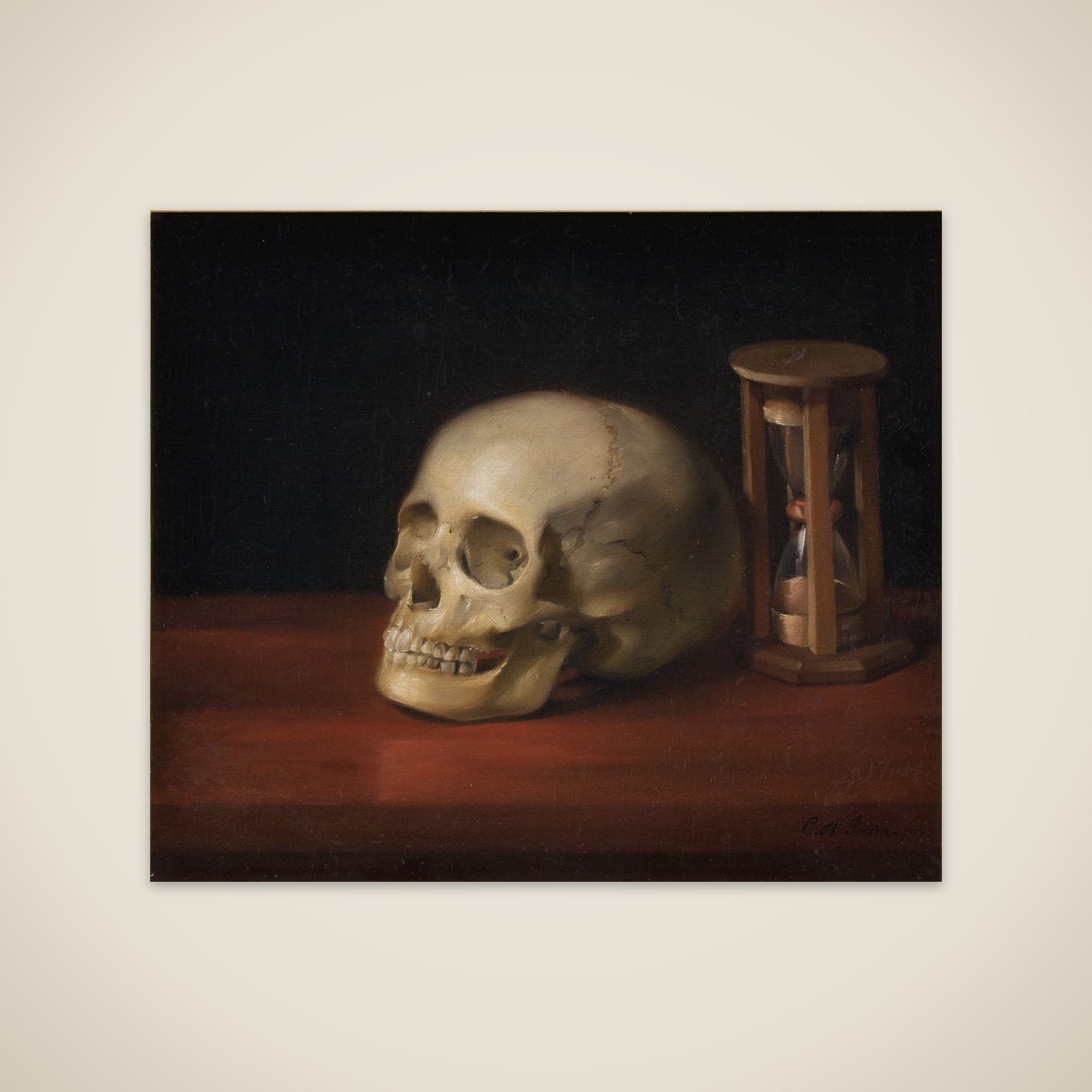 Dødningehoved og timeglas unframed print