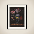 En glasvase med blomster framed
