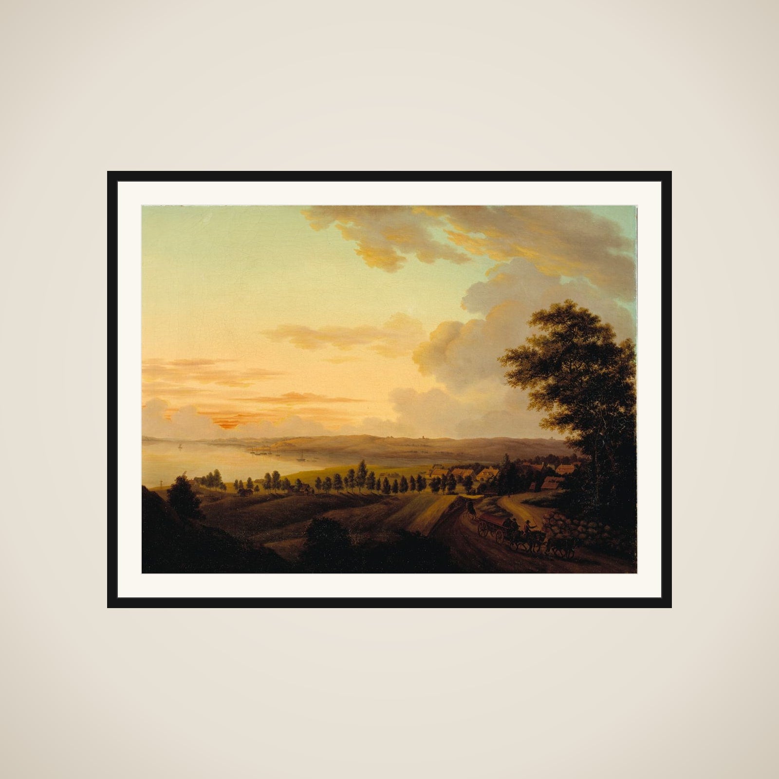 Sjællandsk landskab, aften framed