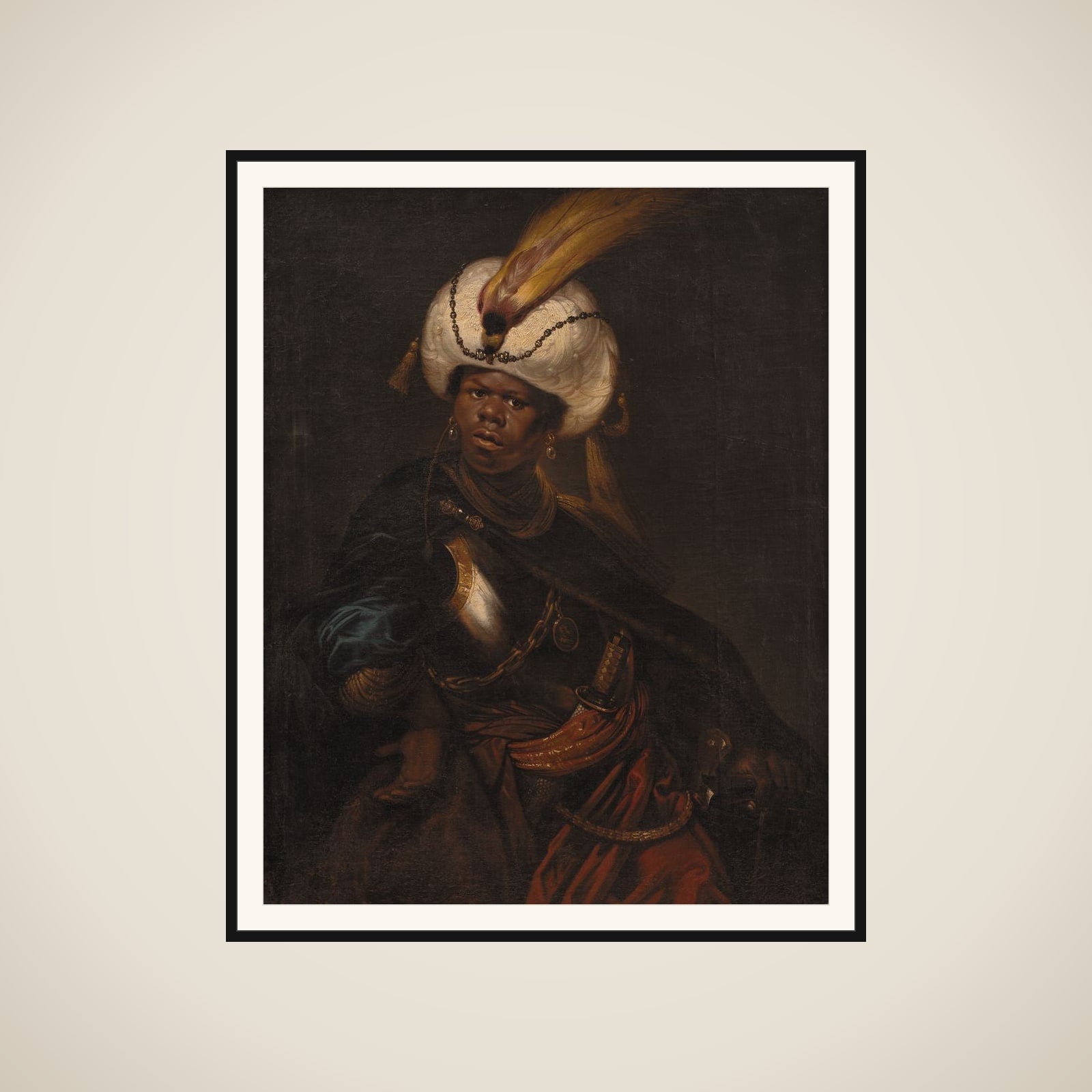 En mand med turban og rustning framed