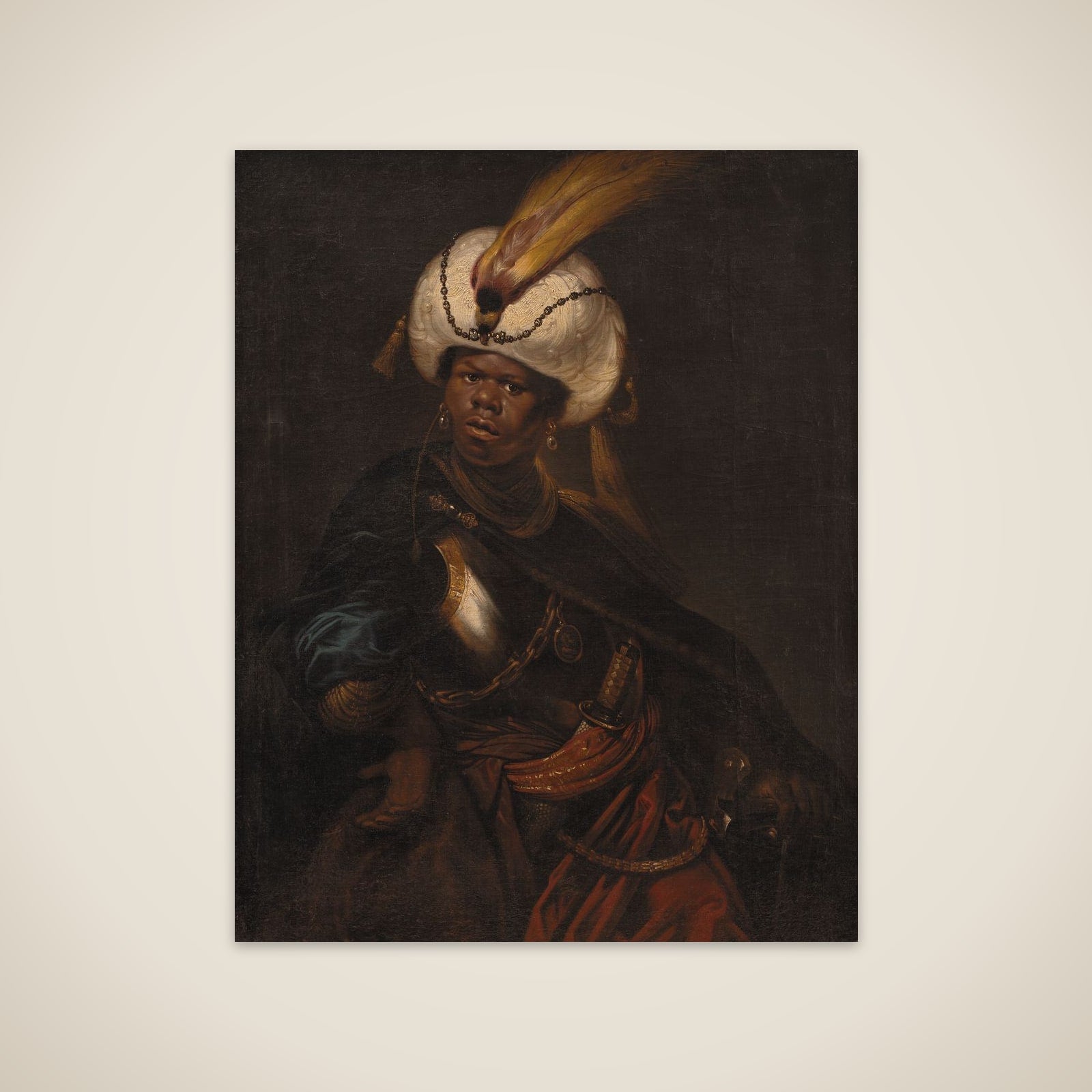 En mand med turban og rustning unframed print