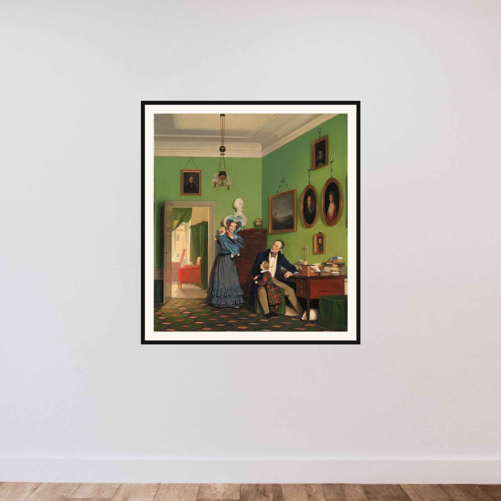 Familien Waagepetersen framed — shown to scale