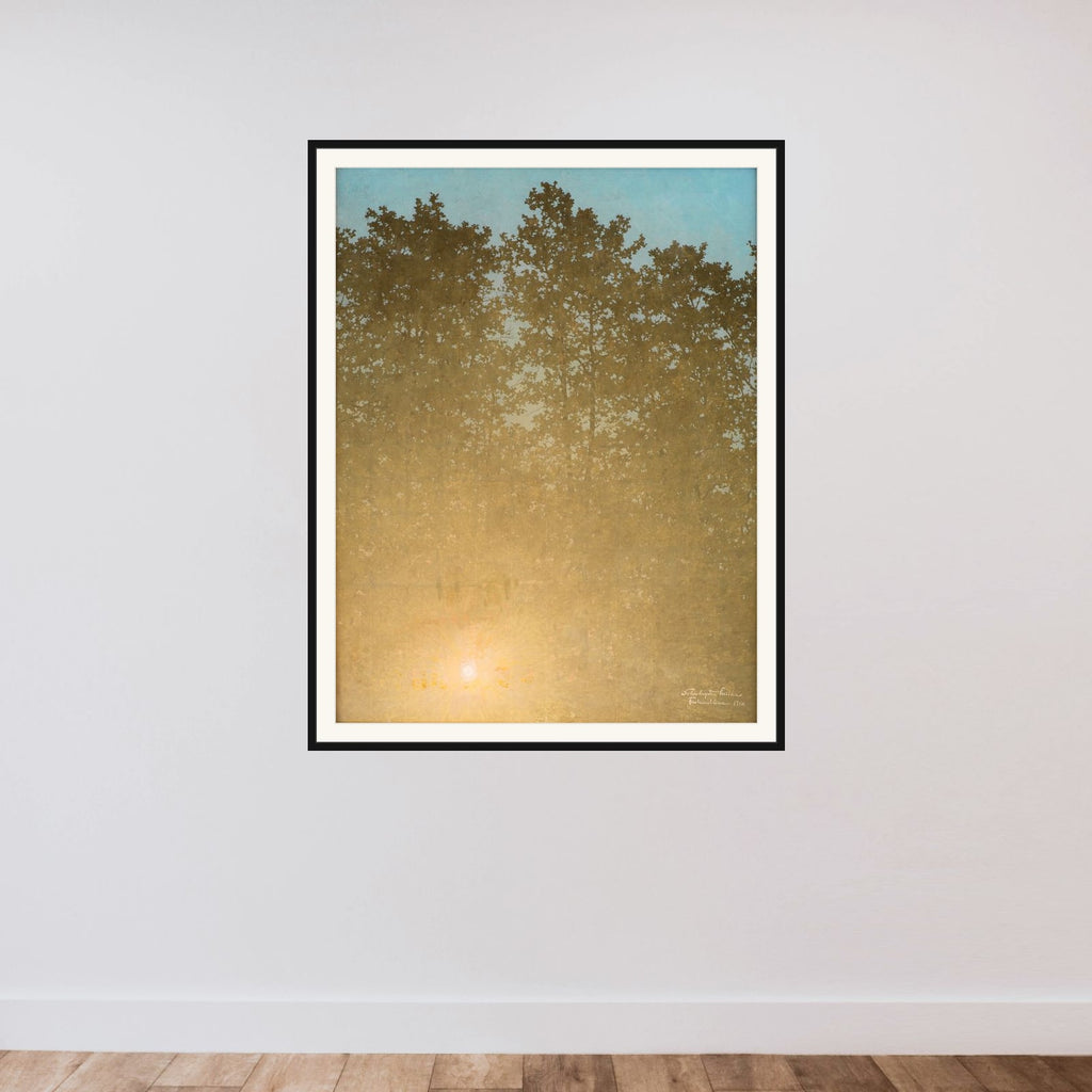 Solnedgang. Fontainebleau framed — shown to scale