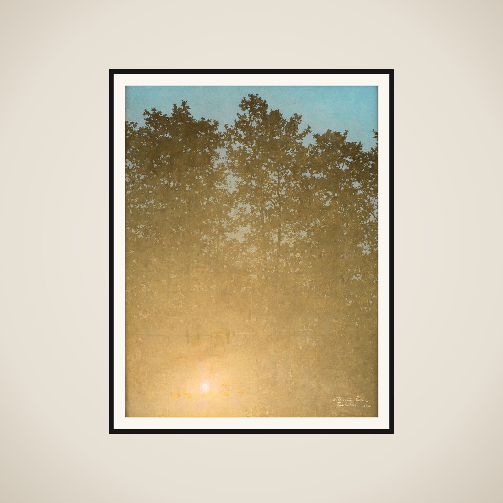 Solnedgang. Fontainebleau framed