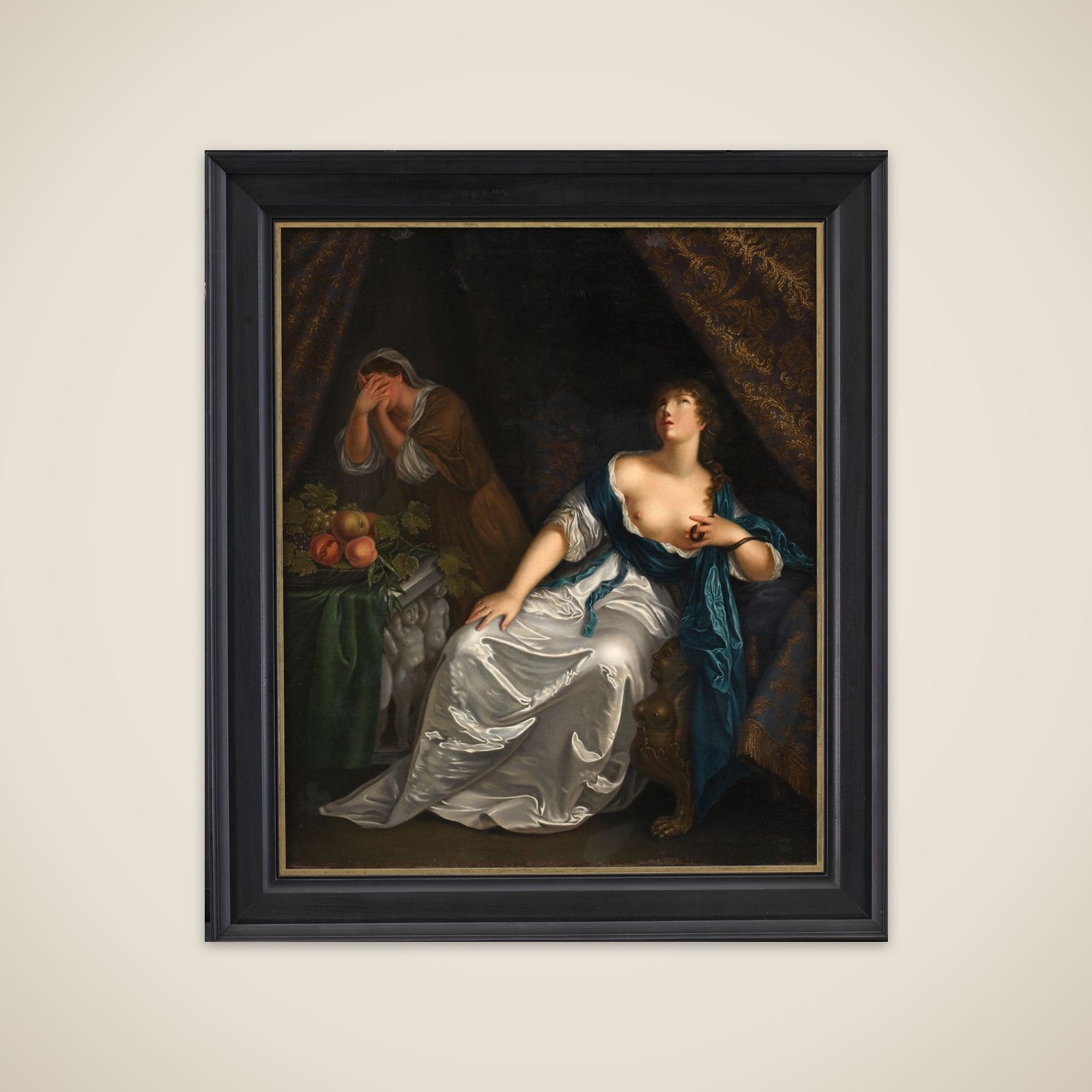 Kleopatras død. Spejlvendt kopi efter Caspar Netscher i Staatliche Kunsthalle, Karlsruhe unframed print