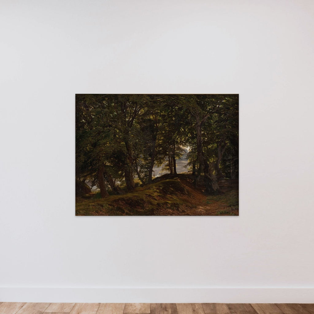 Et skyggefuldt sted i Hestehave ved Frederiksborg unframed — shown to scale