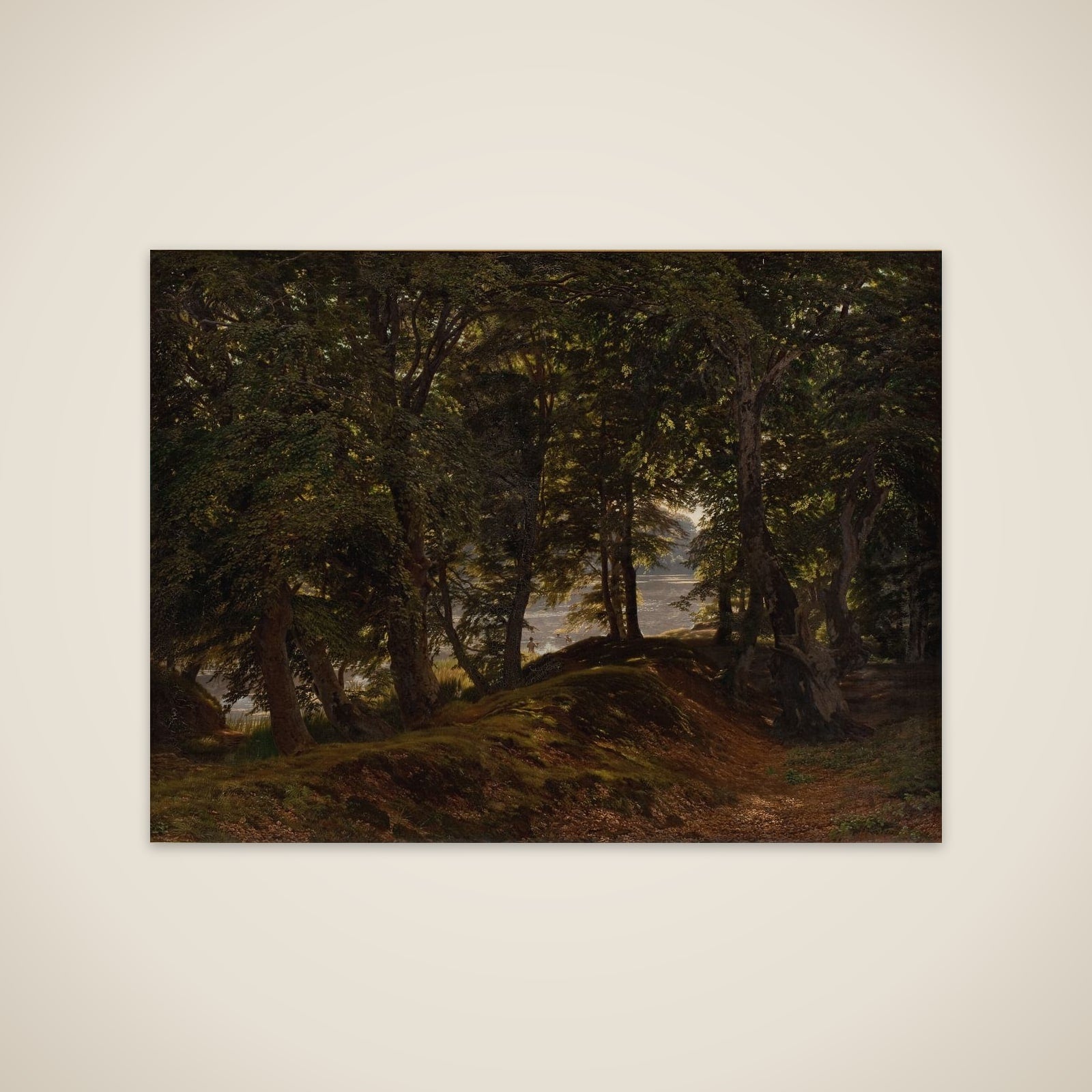 Et skyggefuldt sted i Hestehave ved Frederiksborg unframed print