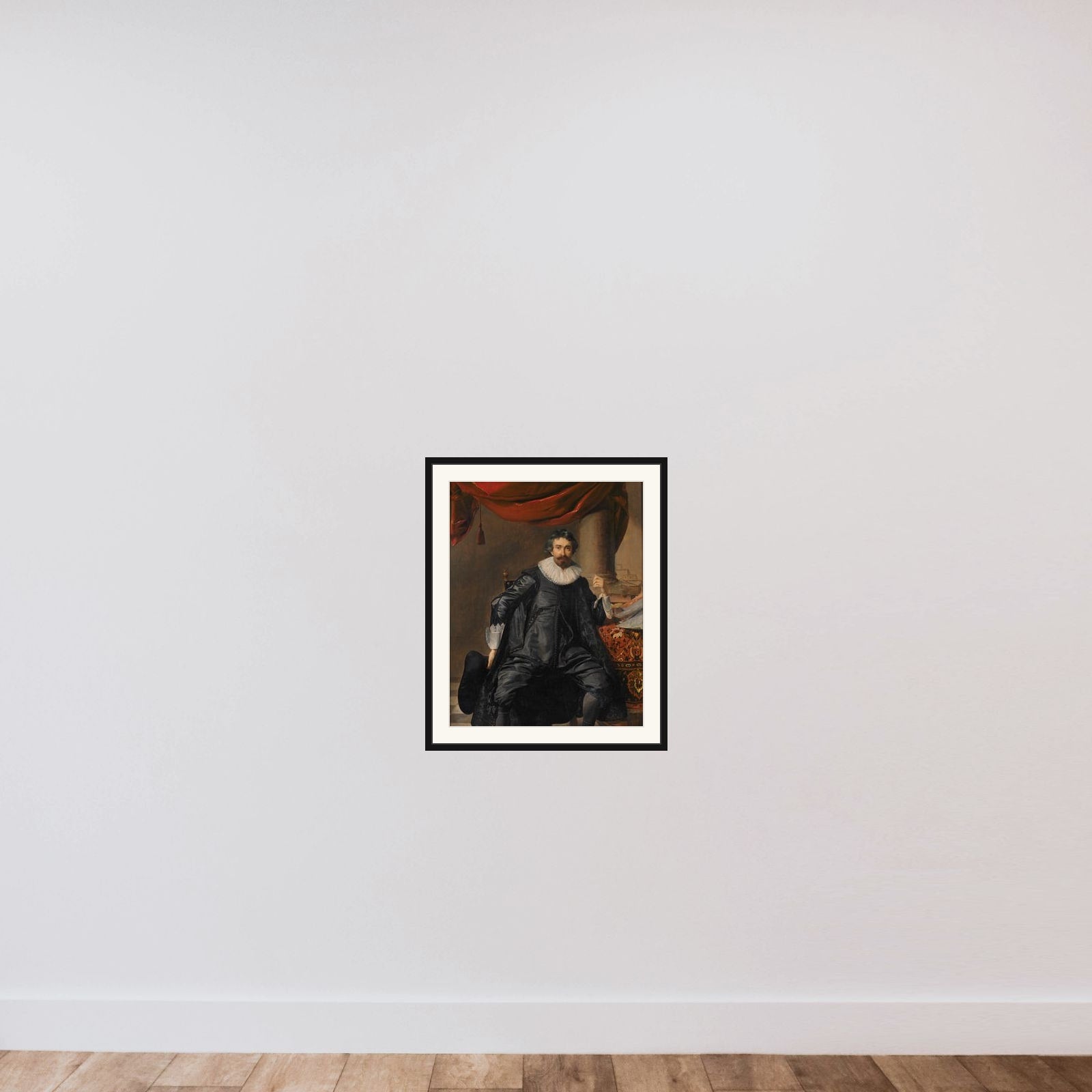 Mandsportræt framed — shown to scale