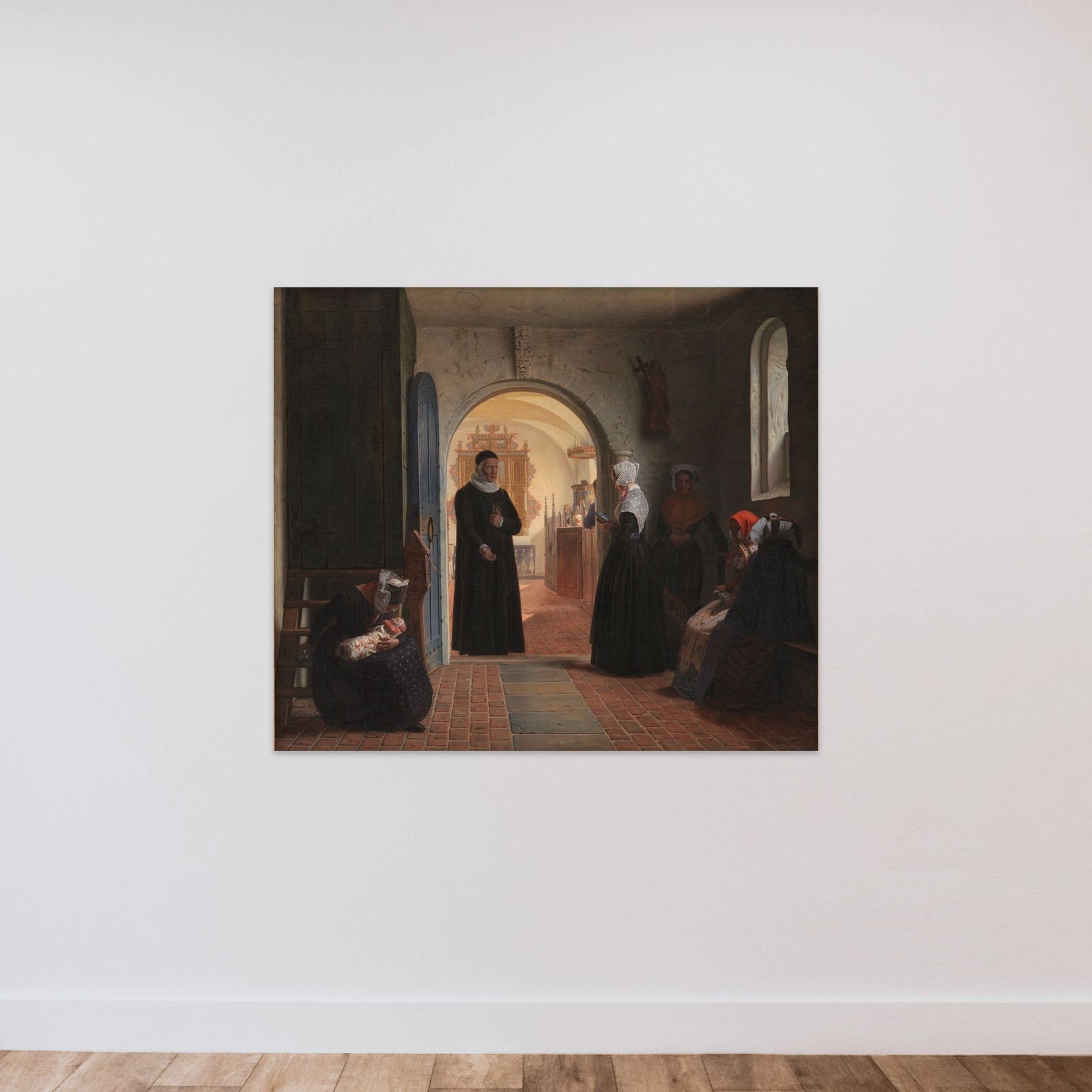 En kones højtidelige kirkegang efter barselfærd unframed — shown to scale