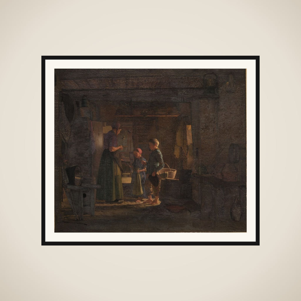 To tiggerbørn i et bondekøkken framed