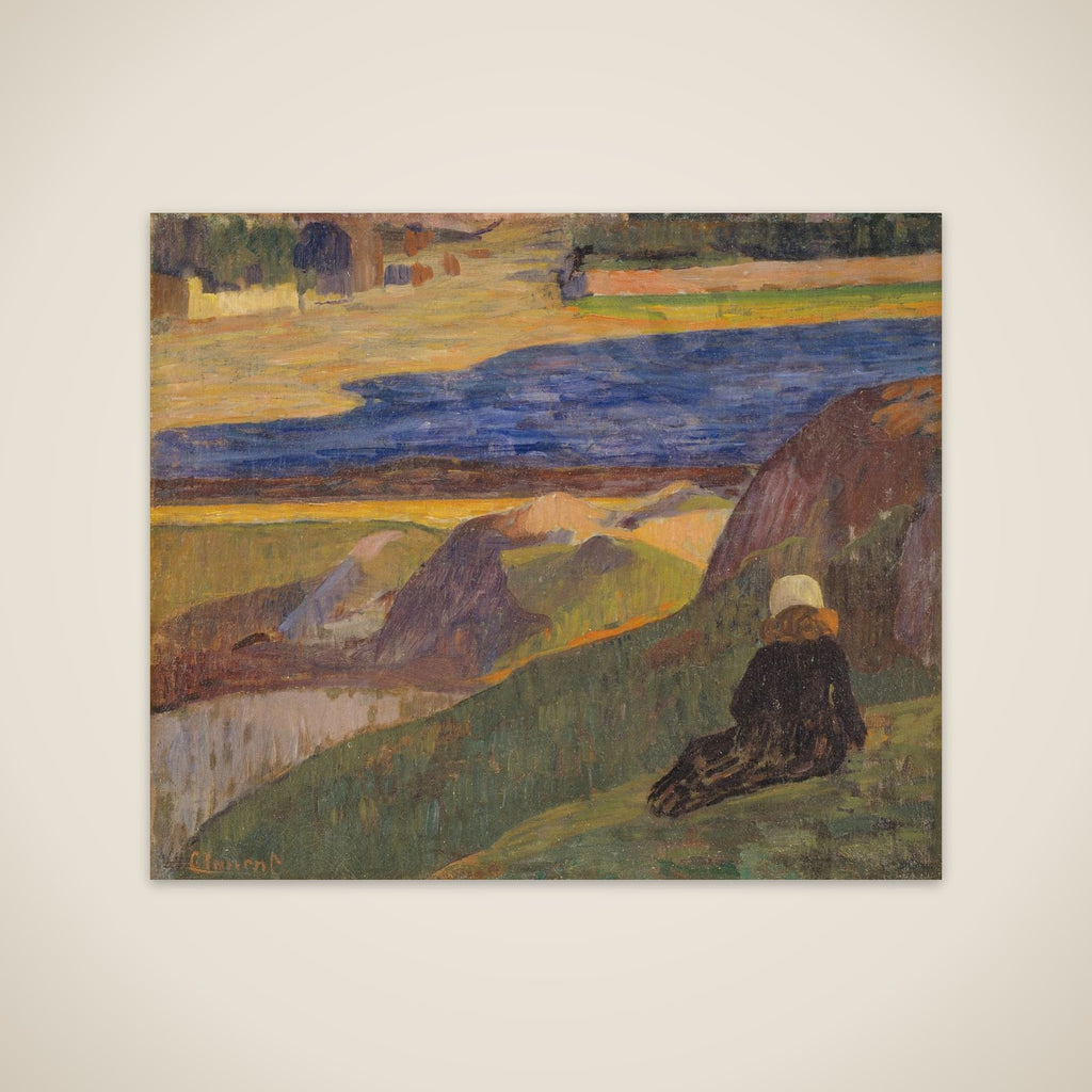 Bretonsk landskab med hvilende pige unframed print