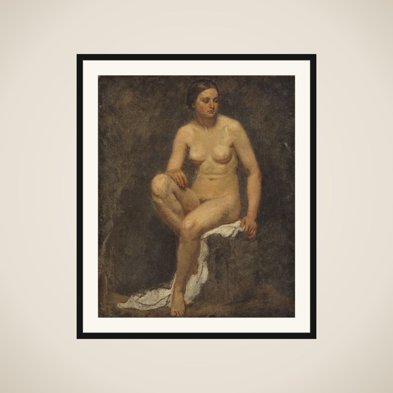 Kvindelig model i maleren Thomas Coutures atelier framed
