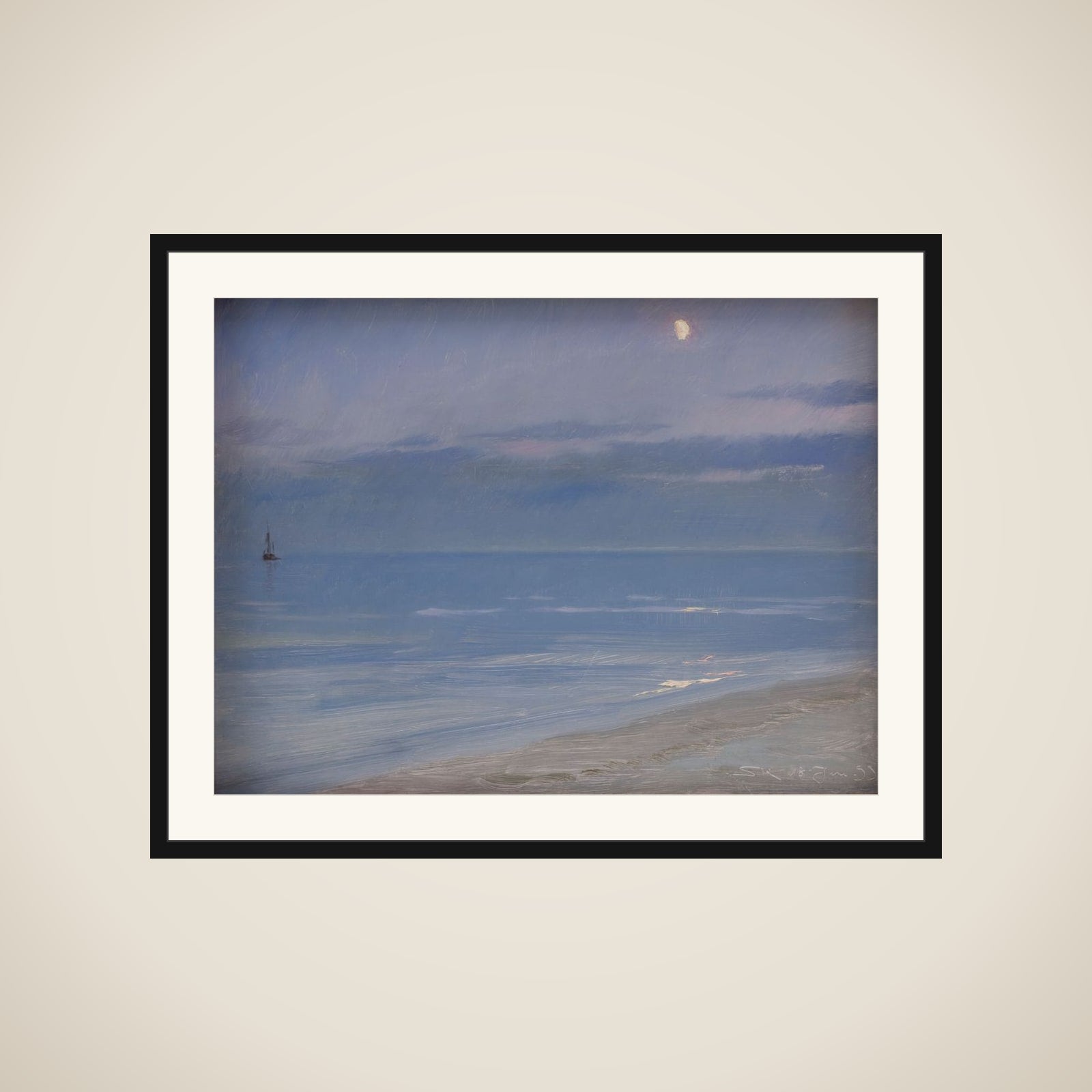 Måneskin ved Skagen Strand framed