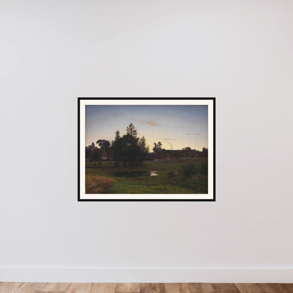 Efter solnedgang i udkanten af en landsby framed — shown to scale