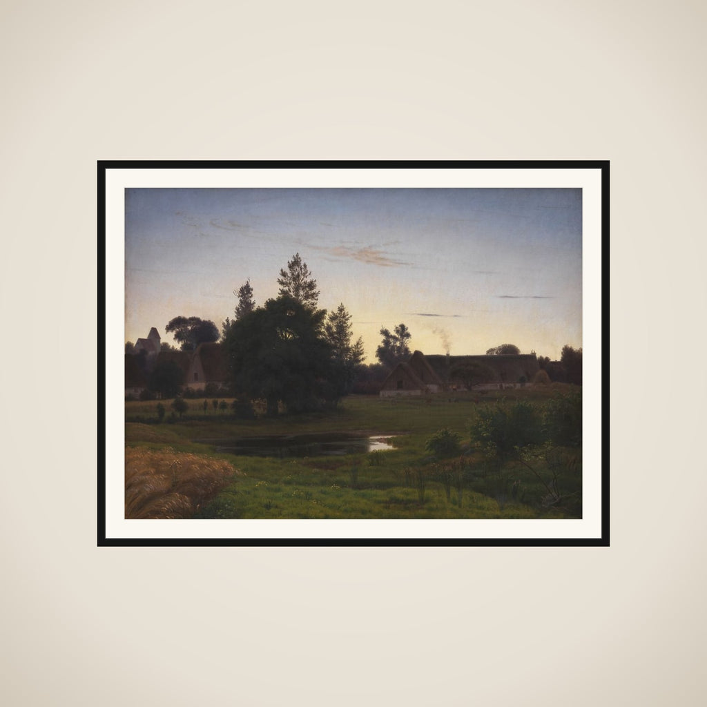 Efter solnedgang i udkanten af en landsby framed