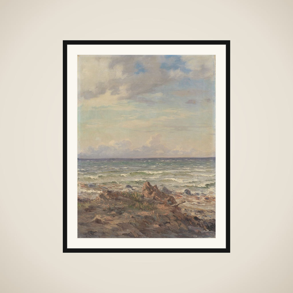Kystparti med stenet strand framed