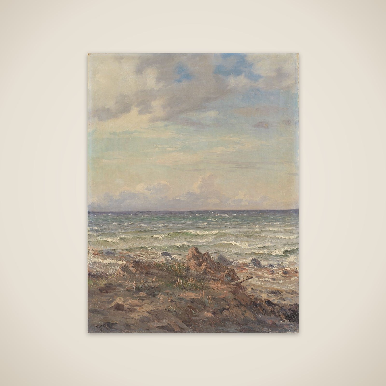 Kystparti med stenet strand unframed print