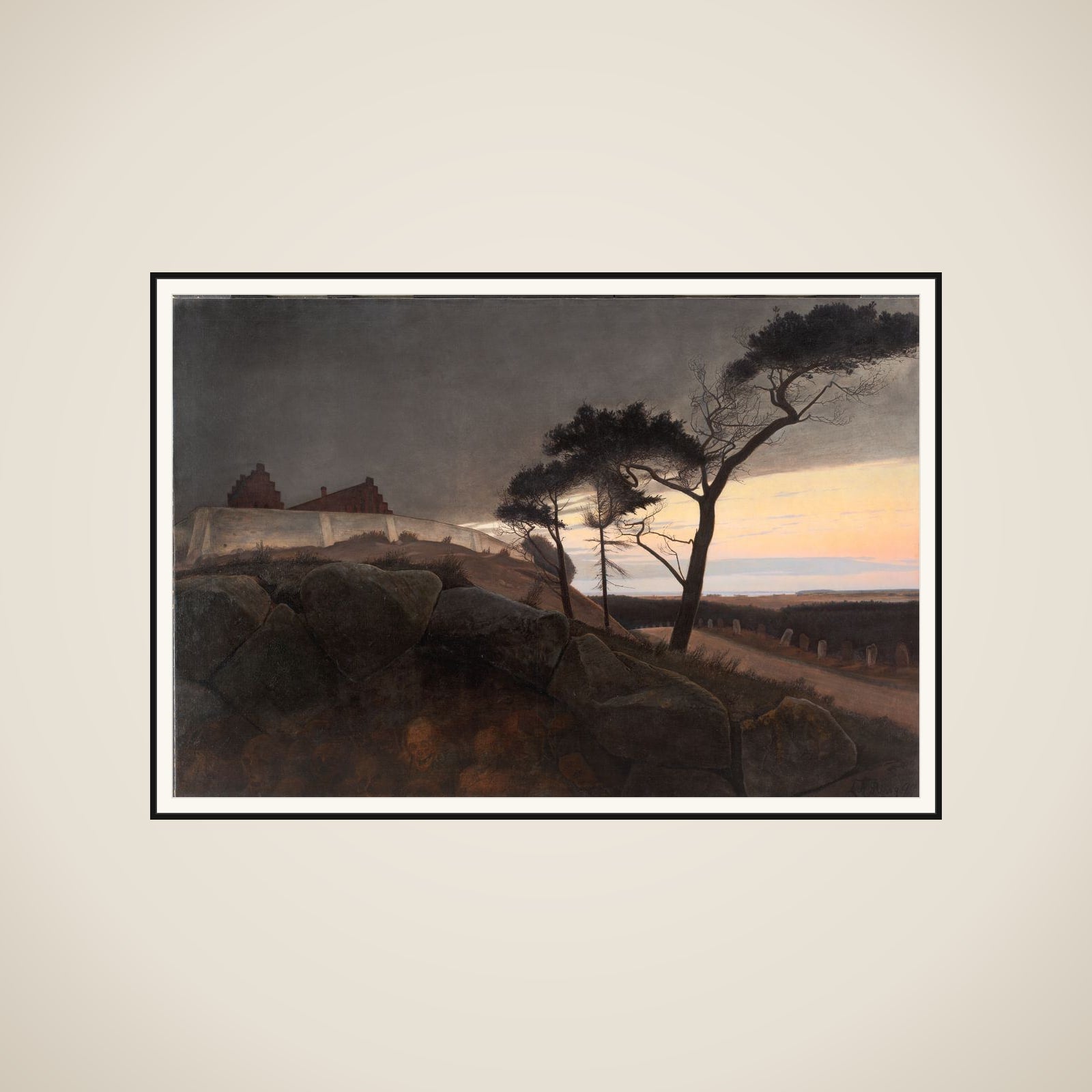 Efter solnedgang. "Nu skrider Dagen under, og Natten vælder ud" framed