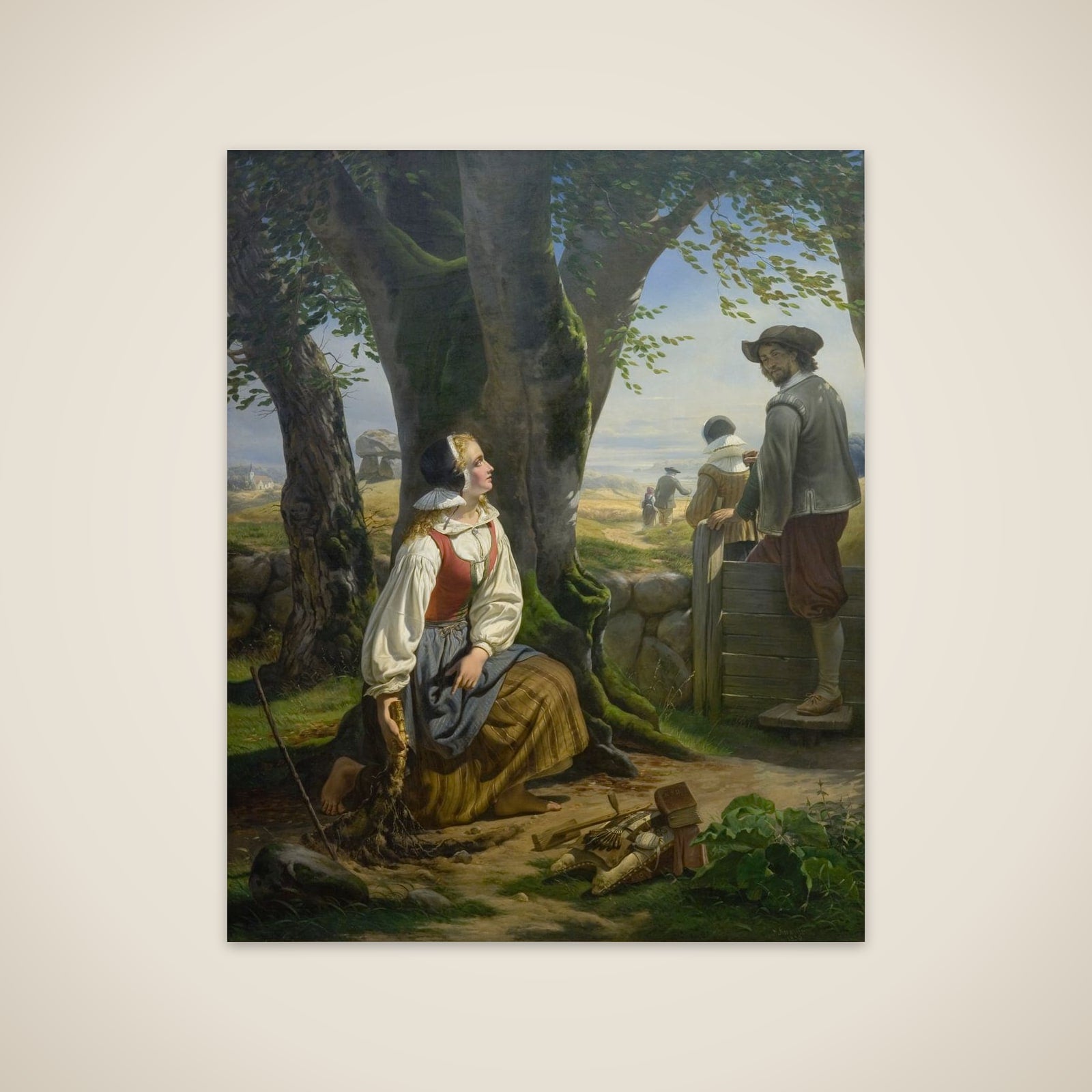 Kirstine Svends finder guldhornet ved Gallehus den 20. juli 1639 unframed print