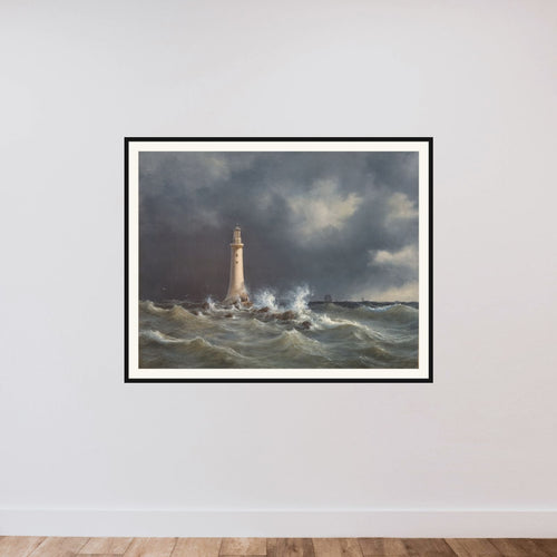 Eddystone fyrtårn framed — shown to scale