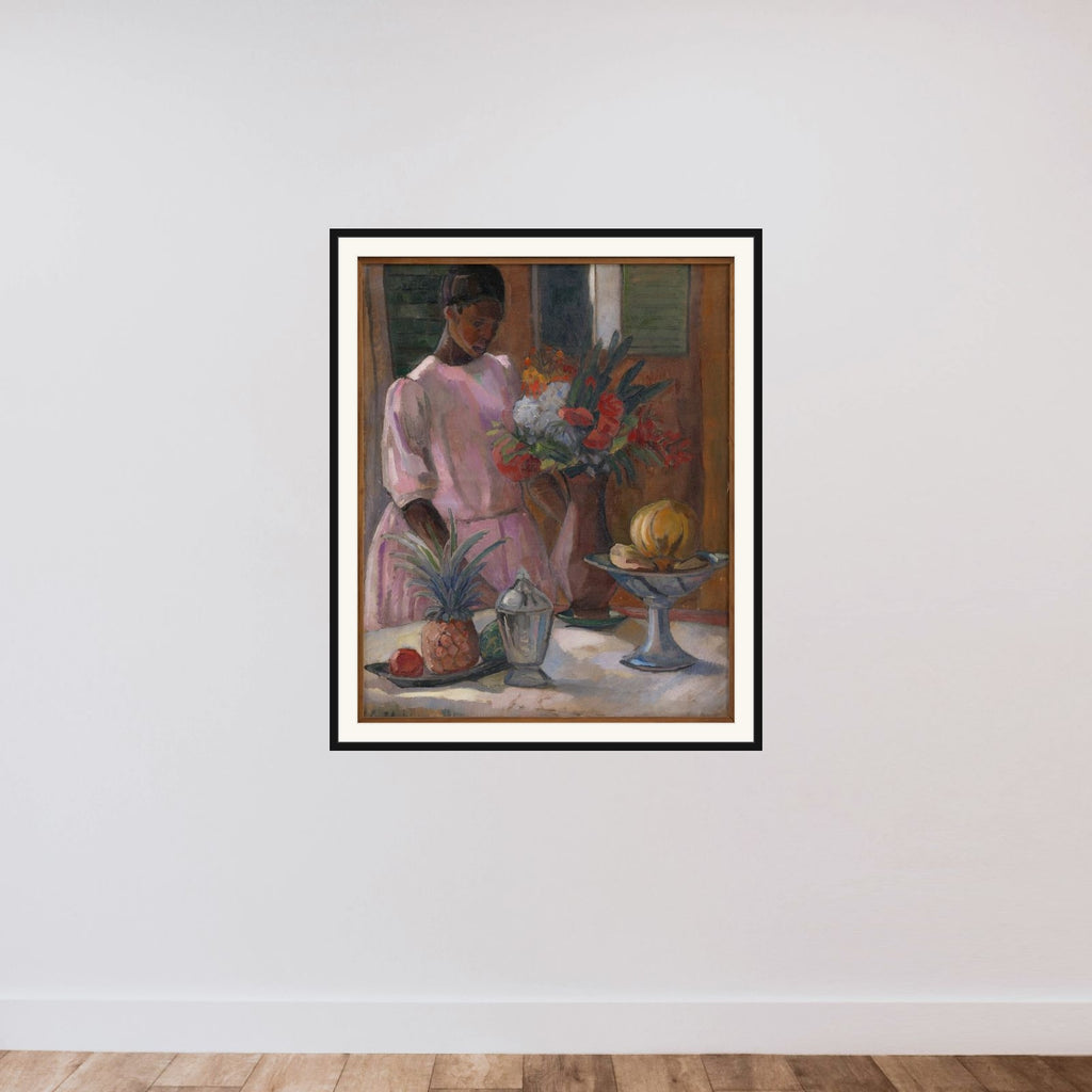 Rose dækker bord framed — shown to scale