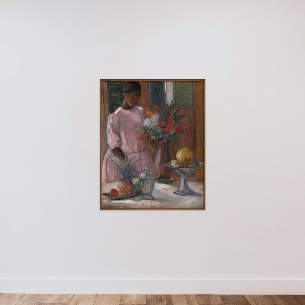 Rose dækker bord unframed — shown to scale