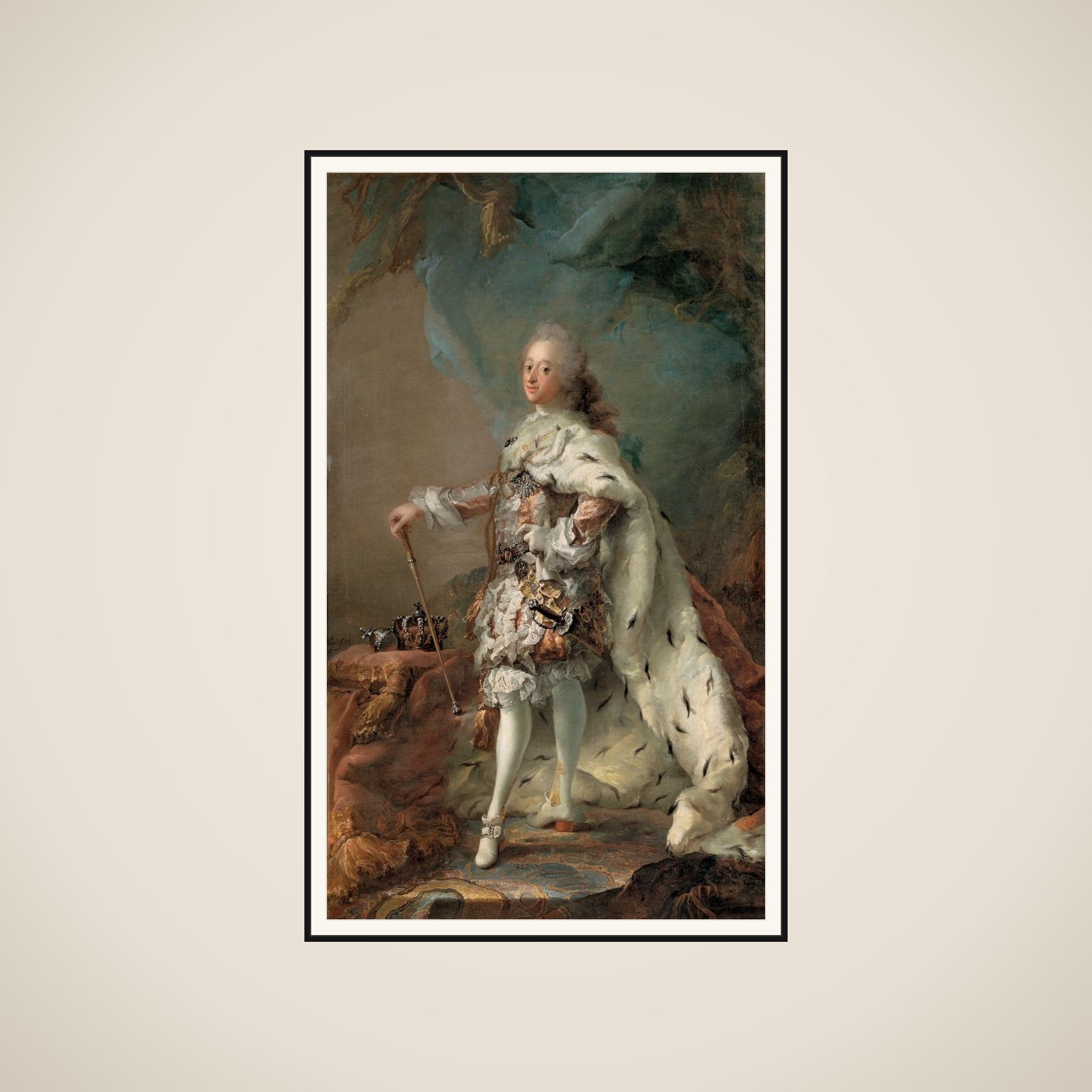 Portræt af Frederik V i salvingsdragt framed