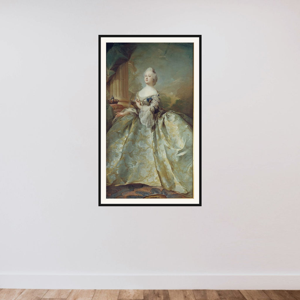 Portræt af Louise, Frederik V's første dronning framed — shown to scale