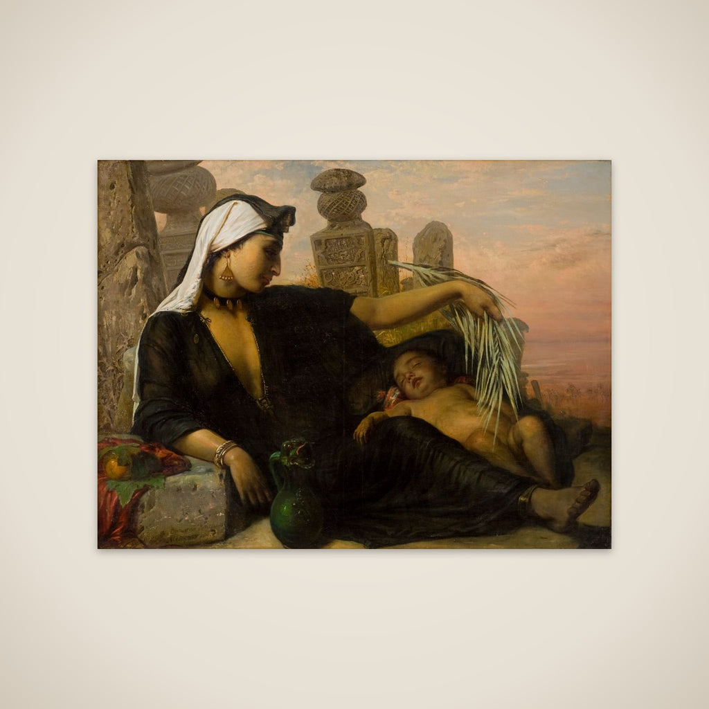 En egyptisk fellahkvinde med sit barn unframed print
